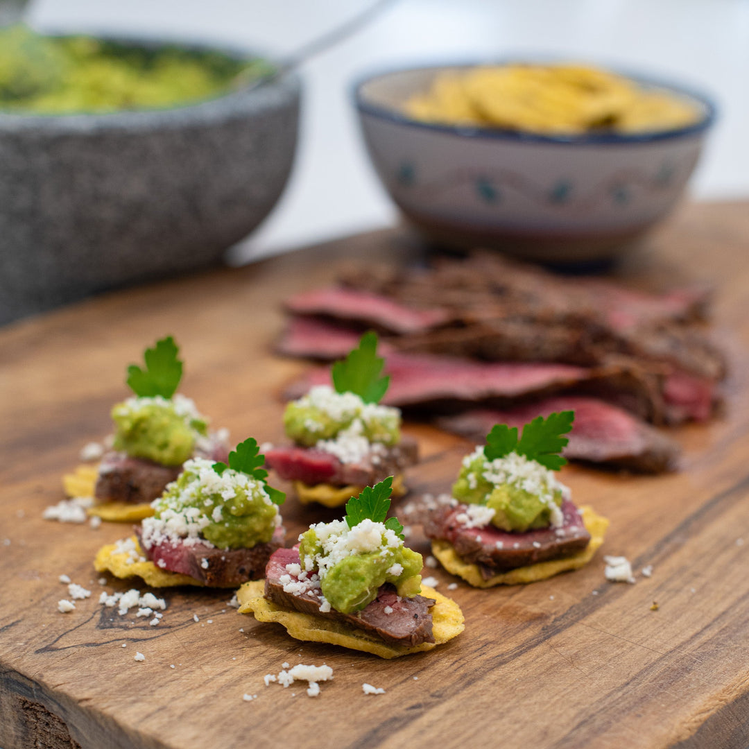 Smoked Spice Steak Bites with Lemon Garlic Table Guacamole