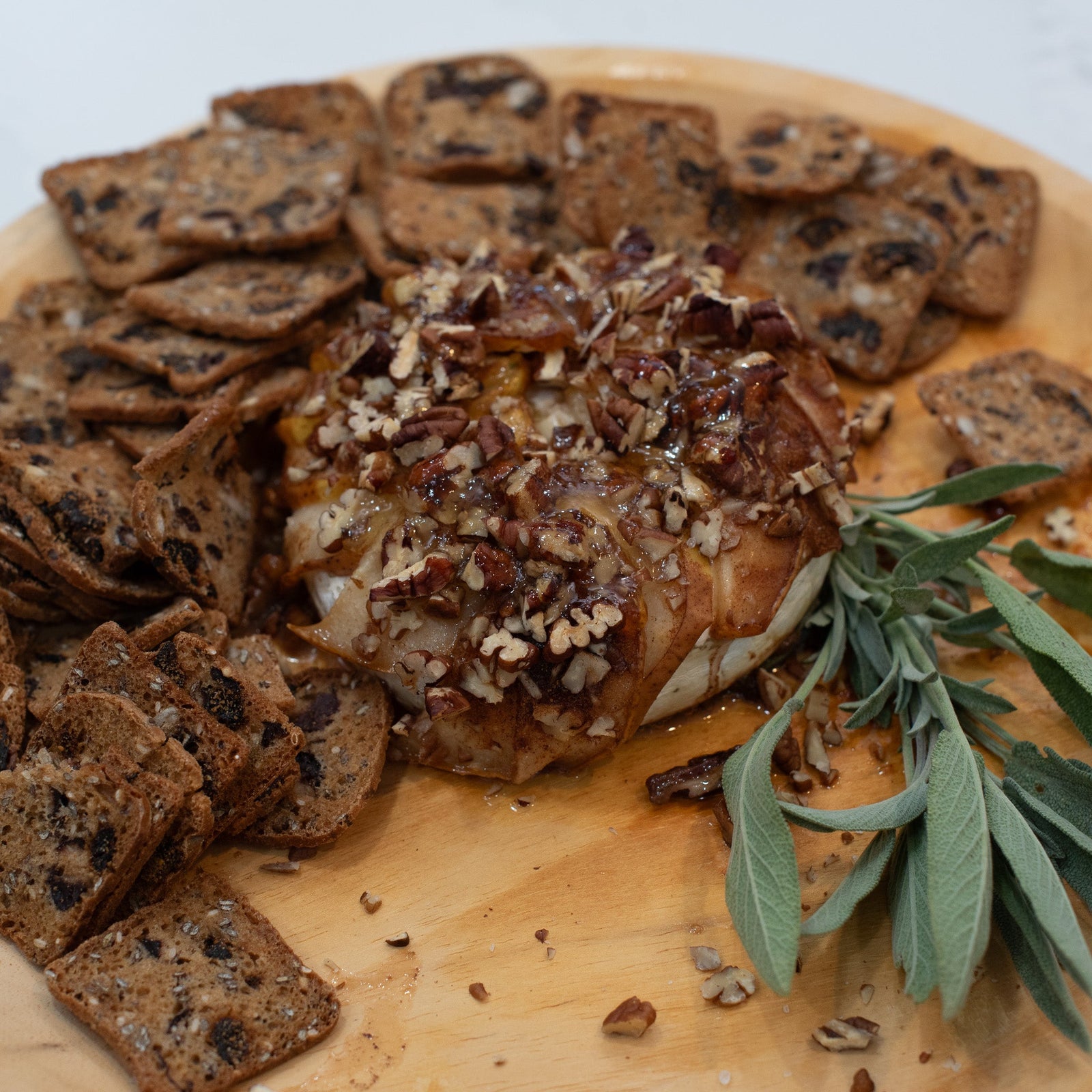 Lemon Honey Pear Baked Brie