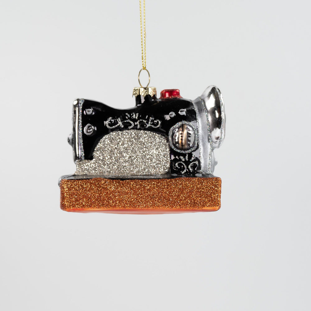 Glass Sewing Machine Ornament