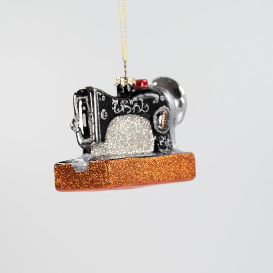 Glass Sewing Machine Ornament