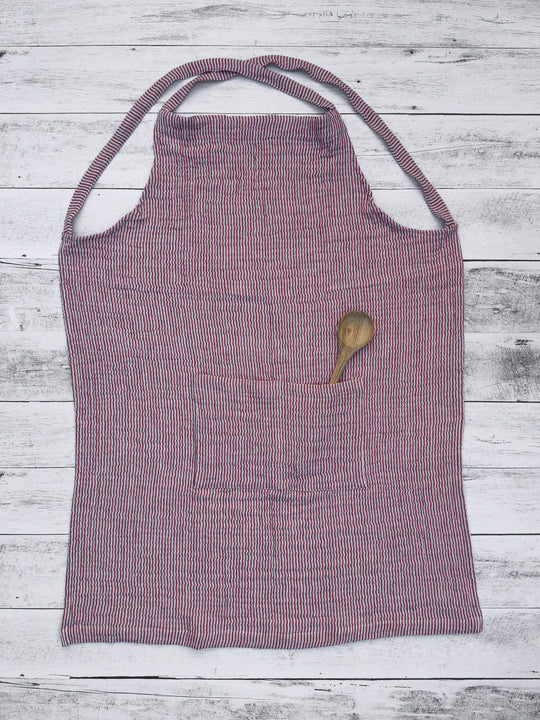 Red Striped Woven Cotton Apron