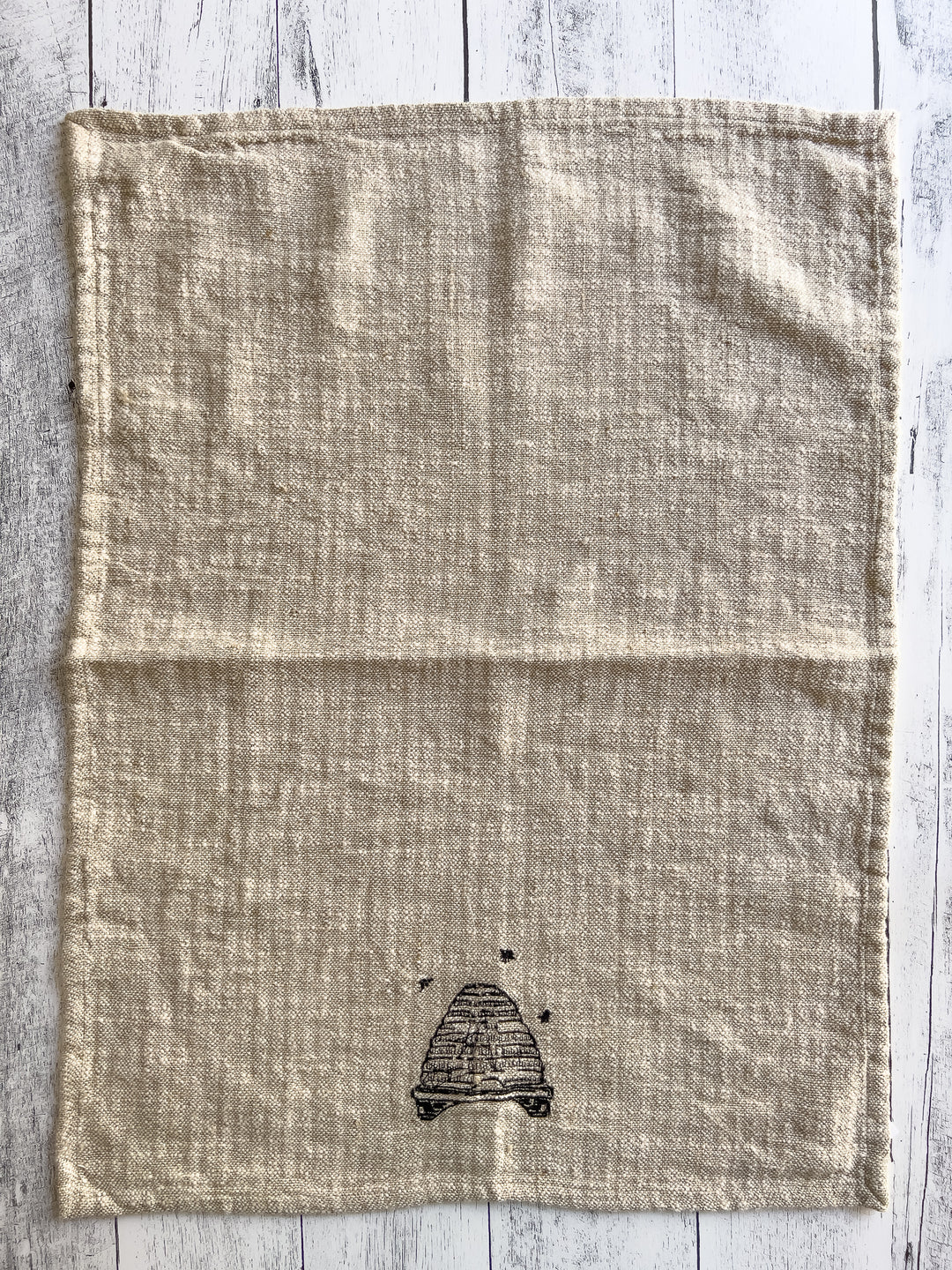 Linen & Cotton Slub Embroidered Tea Towel