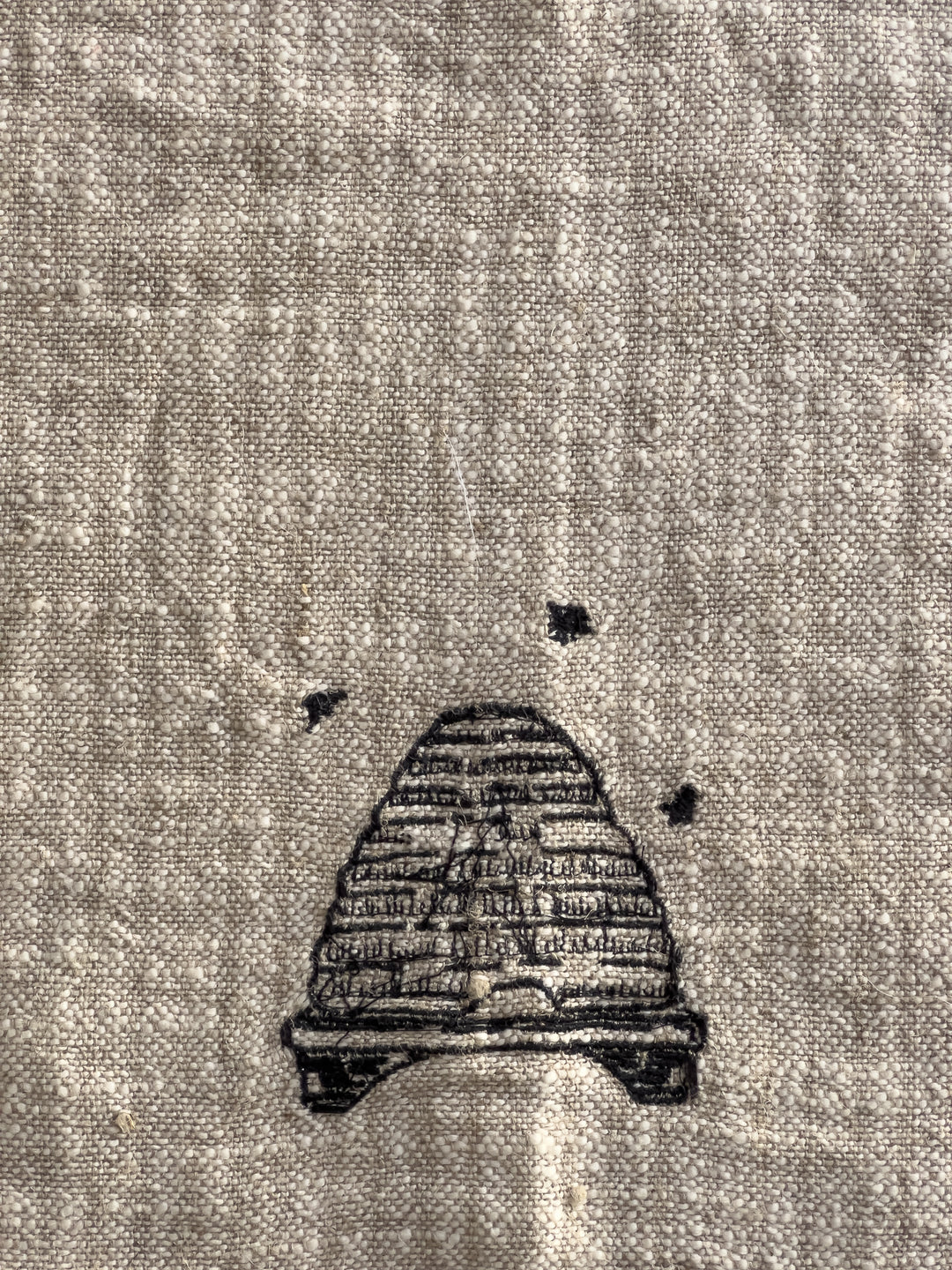 Linen & Cotton Slub Embroidered Tea Towel