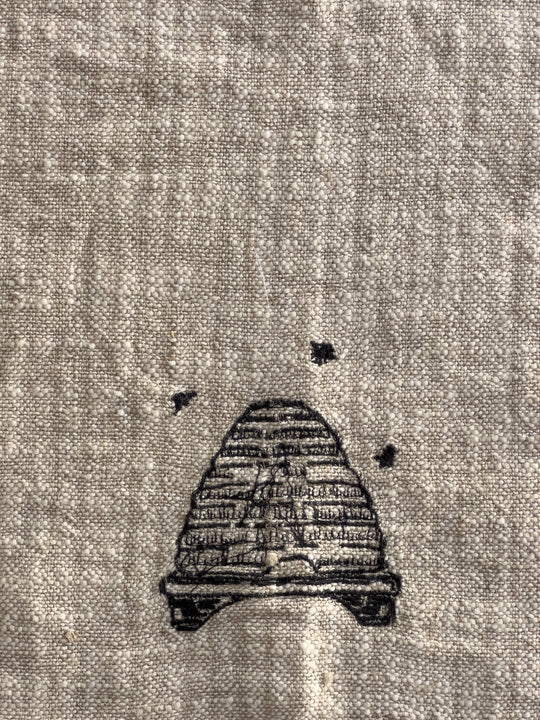 Linen & Cotton Slub Embroidered Tea Towel