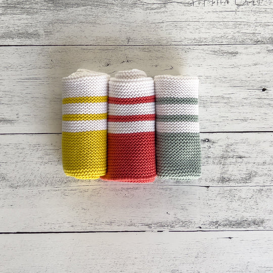 Cotton Knit Striped Dish Cloths